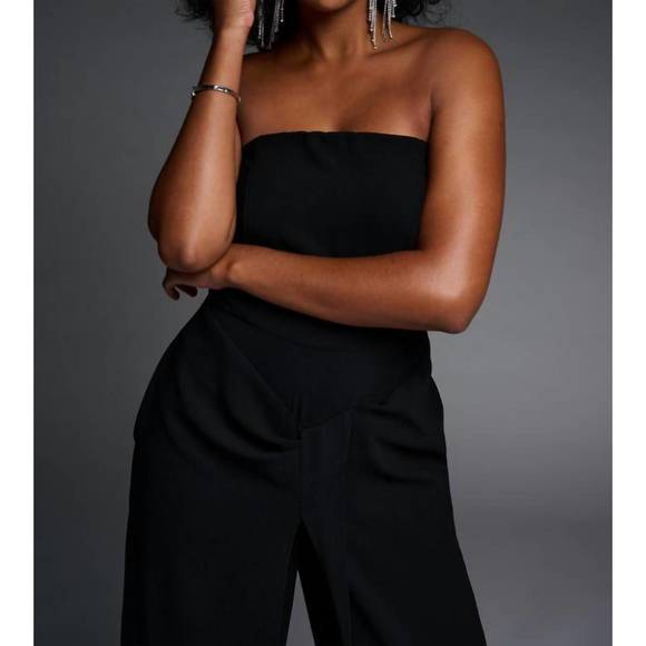 NEW JOSEPH RIBKOFF strapless wide leg jumpsuit in black - Picture 3 of 5